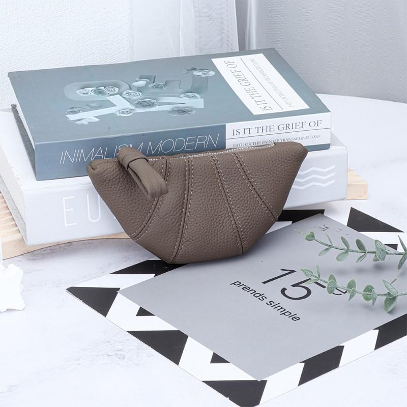Real Cowhide French Croissant Women High-quality Niche Ins Kosung Bag Hand-held Lipstick Storage Change Purse