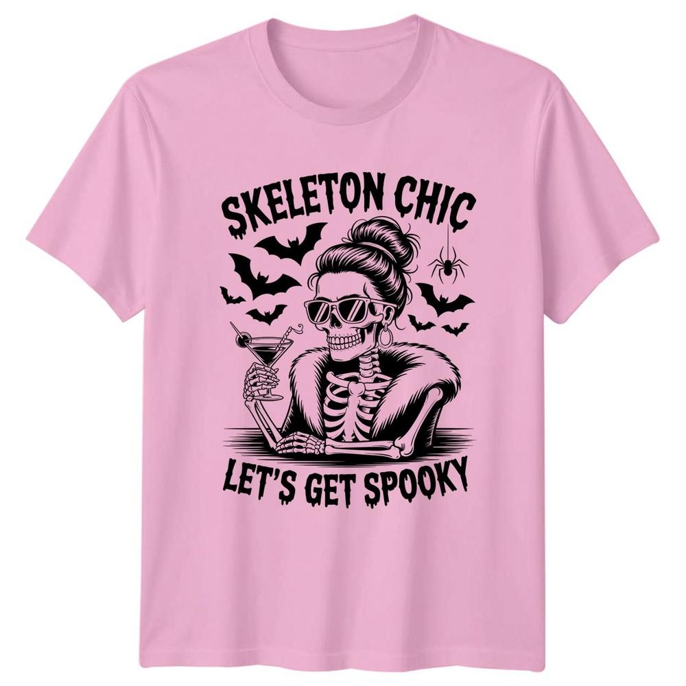Skeleton Chic Lets Get Spooky Unisexs TShirt Halloween Gift For Her