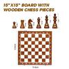 KNK Premium Chess Board Set Foldable 15x15 Inches Anti-Scratch Padded Storage 32 Wooden Chess Pieces Classic Game for Adults & Kids Travel Brown