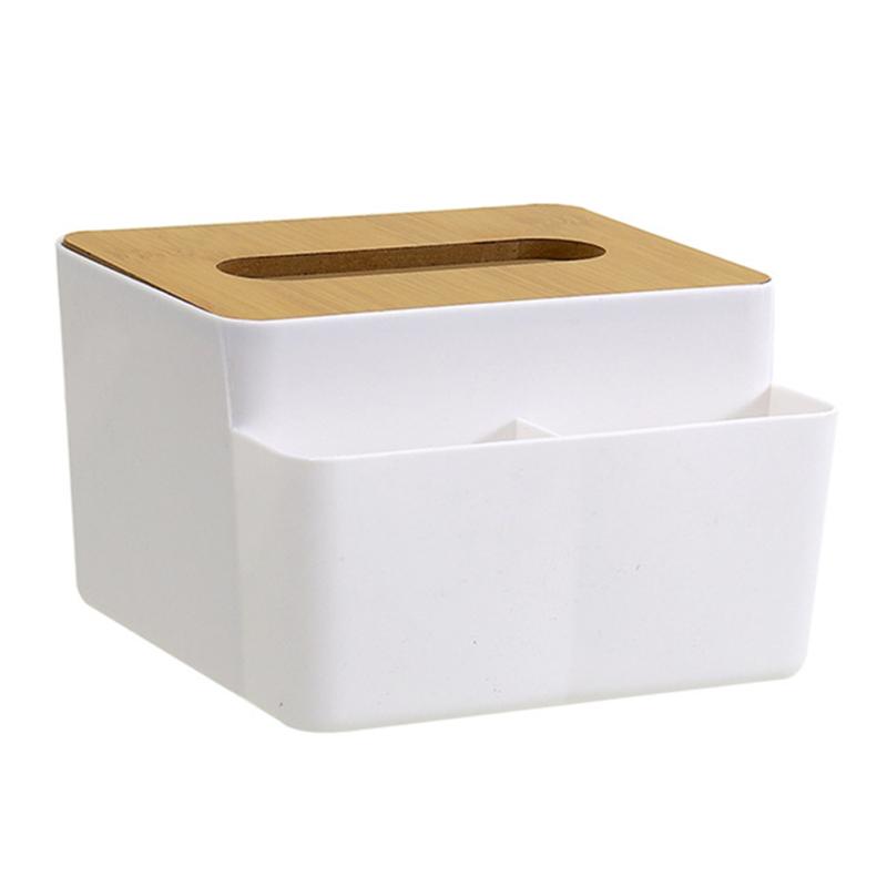 Removable Tissue Box With Bamboo Cover Modern Simple Reusable Napkin Box Paper Dispenser For Home