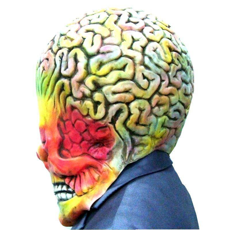 Attacks Martian Soldie Halloween Mask Full Head Latex Scary Alien Brain Party Mask UFO Mars Cosplay Costume Props