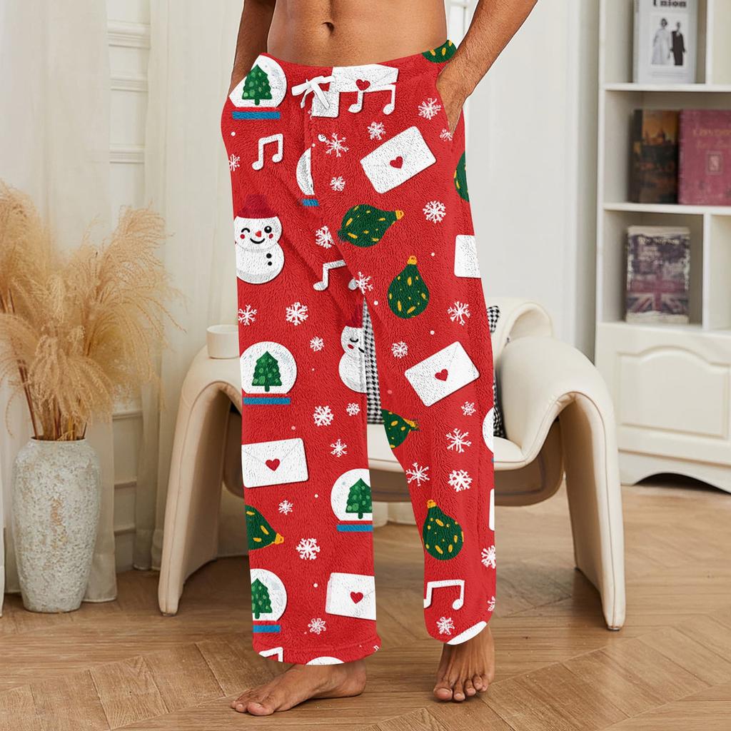 Herren Weihnachts-Print Hose Lässige Nachtwäsche Pyjamahose