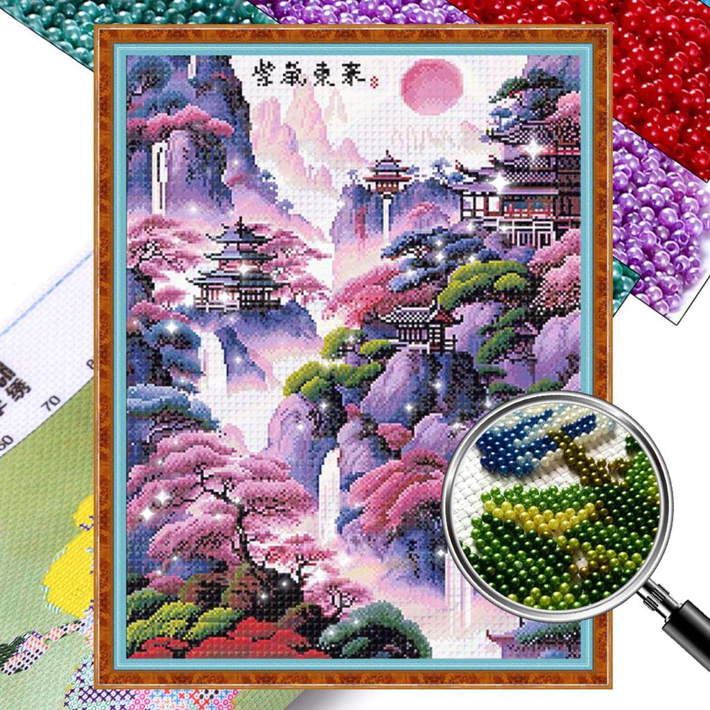 Full Embroidery Beads Printed 11CT Landscape Cross Stitch Kit Home Art Decor