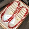 Natural Vitreous Pigeon Blood Red Chalcedony Agate Artificial Ruby Necklace Collarbone Chain Sweater Chain