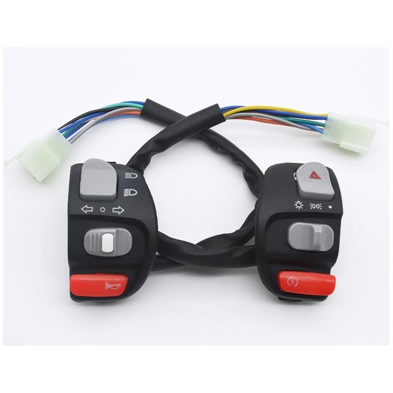 Motorcycle Handlebar Switch Set With 8 Pin Connector Left Right For Electric Bike Scooter Signal Fog Light ON-OFF Button Switch