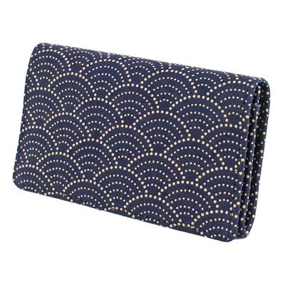 Suport mare pentru cărți de vizită Inden, model Qinghai cu valuri, bleumarin x alb, capacitate, piele de căprioară, lac, 2501-14-004