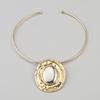 Tooxika Patchwork Oval Mirror Necklace Metal Colour Blocking Pendant Necklace Collar