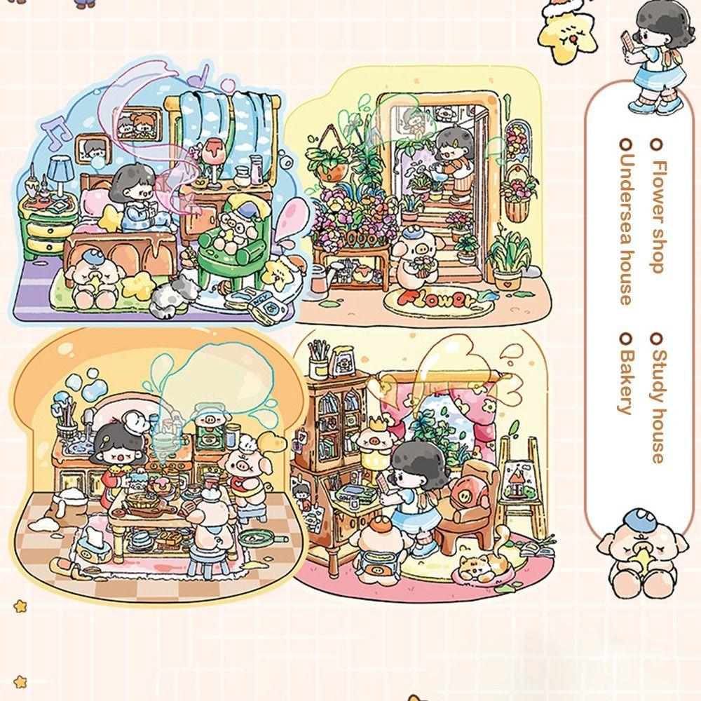 20Pcs/Book 3D Miniature Scene 3D Stickers DIY Notebook Sticker Landscape Sticker Book  Children Gift