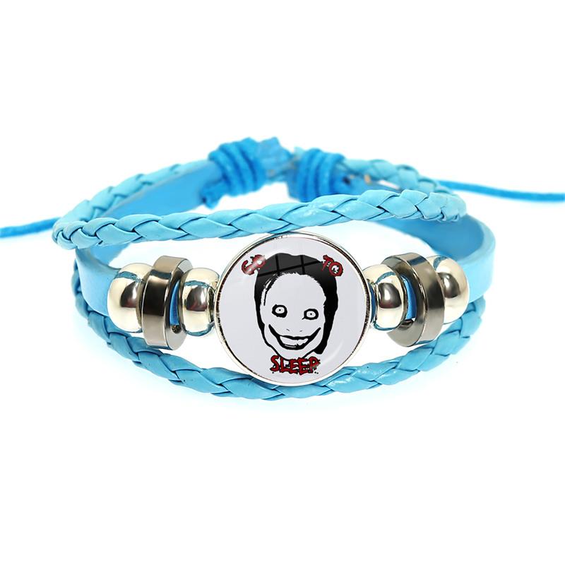 Fashion Accessory Gift For Kids Hot Creepypasta CREEPY PASTA TICCI TOBY Bracelet Glass Leather Bangle JEFF THE KILLER