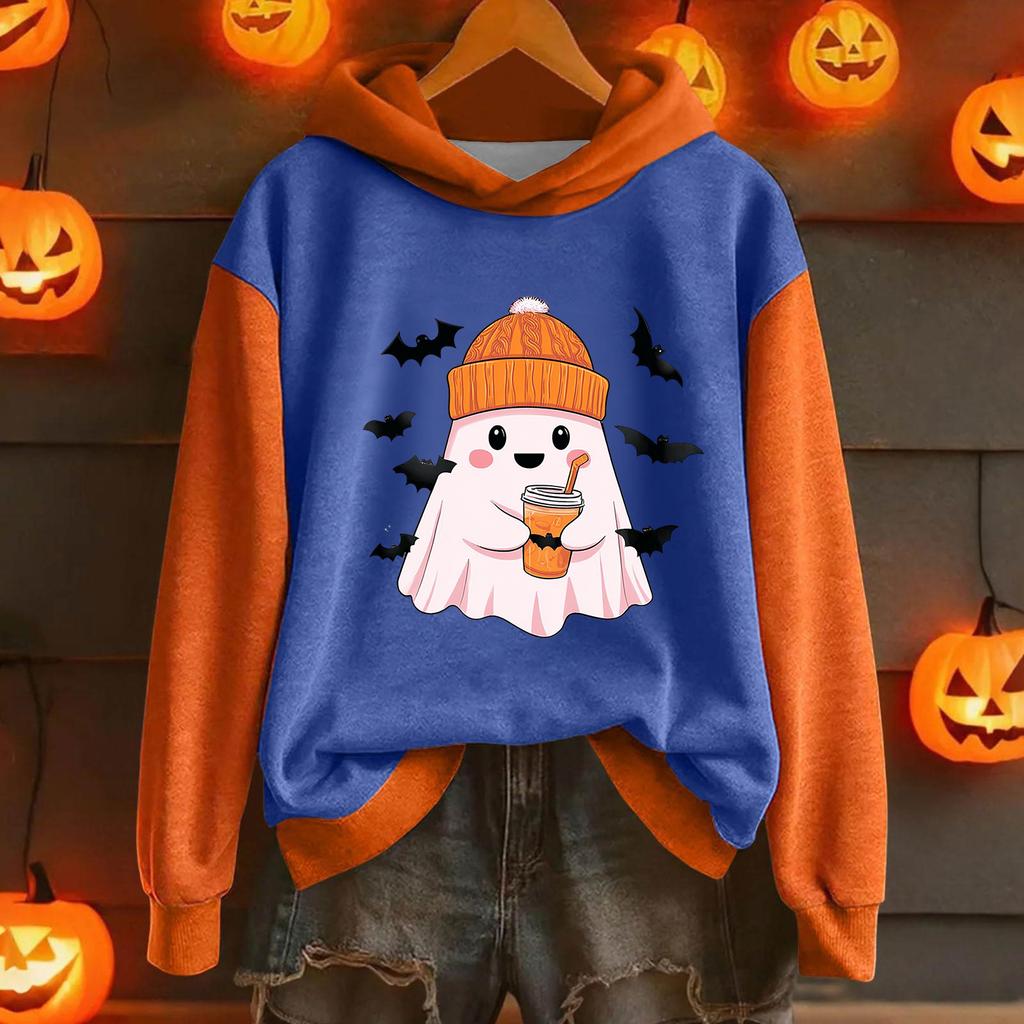 Women's Casual Fashion Halloween Printed Long Sleeve Hooded Sweatshirt