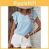 T-shirt in poliestere con maniche a petalo e dettaglio arricciato per un look casual estivo