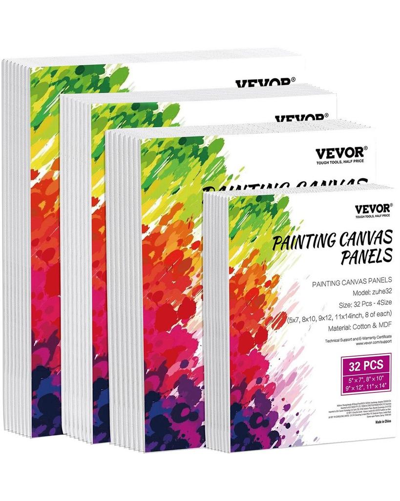 Canvas Boards for Painting 32 Pack Multi-Size Blank Canvases for Painting