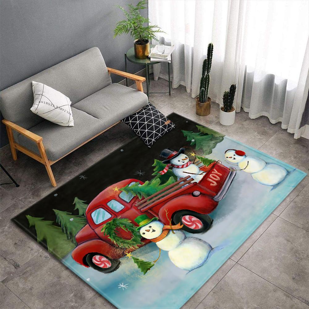 Christmas Living Room Carpet New Year's Child Rug Snowman Santa Claus Floor Mat Kitchen Bedroom Area Rug Non-slip Doormat