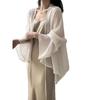 Tencel Chiffon Sonnenschutz-Cardigan Damen Dünne Kleine Jacke Schal Sommer Trägersockelrock Äußere Bluse Tüll-Oberteil