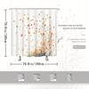 1pc Watercolor Whimsical Tree Shower Curtain - Orange & Red Flowers On Creamy White Background, Polyester Fabric with 12 Hooks,