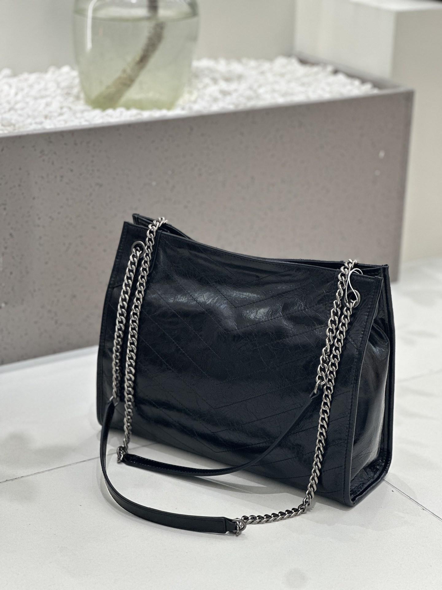

2025 новая сумка-ромб на цепочке из воловьей кожи первого слоя с масляной восковой пропиткой, женская сумка-тоут большого объема через плечо, сумка-мессенджер 32*25*11cm чёрный