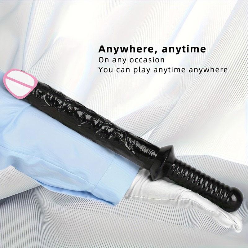 Extra Long Anal Plug Dildo with Shank G-Spot Stimulator Black Penis with Handle Vagina Massage Butt Plug Sex Toys for Women Men