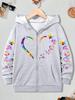 Funny Graphic Hoodie Heart Print Animal Jacket Boys Girls Zipper Kawaii Cartoon Sweatshirts Zip Up Autumn Winter Y2k Hoody