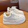 Leather Platform White Shoes Children's 2025 Spring and Summer New High-value Versatile Heightening Board Shoes Casual Sports Shoes