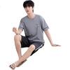 Yiershuang Men's Pajamas, Summer Thin Cotton Pullover Short-Sleeve Shorts, Loose Casual Printed Loungewear Set, Suitable for Outdoor Wear