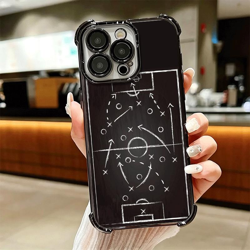 Football Soccer Tactics Time Plating Phone Case For Iphone 16 17 Pro Max Air 16E 14 15 Plus 12 13 Mini Anti-Fall Airabag Cover
