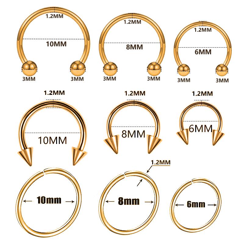 

9pcs/lot Steel Ear Piercings Helix Piercings Eyebrow Piercings Lip Labret Rings Earring Tragus Barbell Piercings Body Jewelry золотой