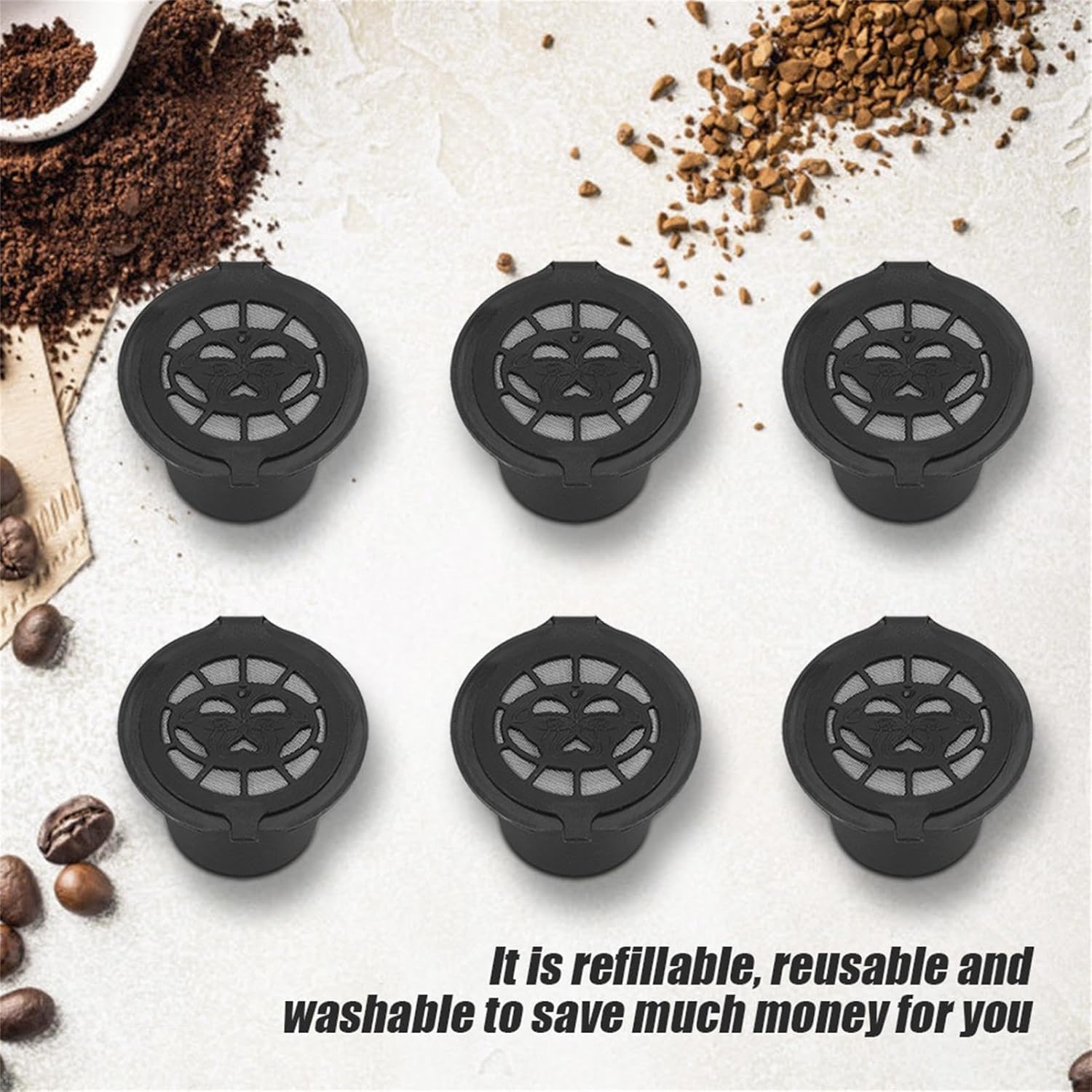 12 Pcs Pod Cafe Save Reusable Coffee Filters, Refillable Coffee Pod Capsules with Lid, Coffee Capsule Filters Baskets Replacement