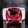 CAOSHI Luxurious Silver Color Ring for Women Gorgeous Wedding Finger Accessories with Shiny Red/Yellow/Pink/Blue Cubic Zirconia
