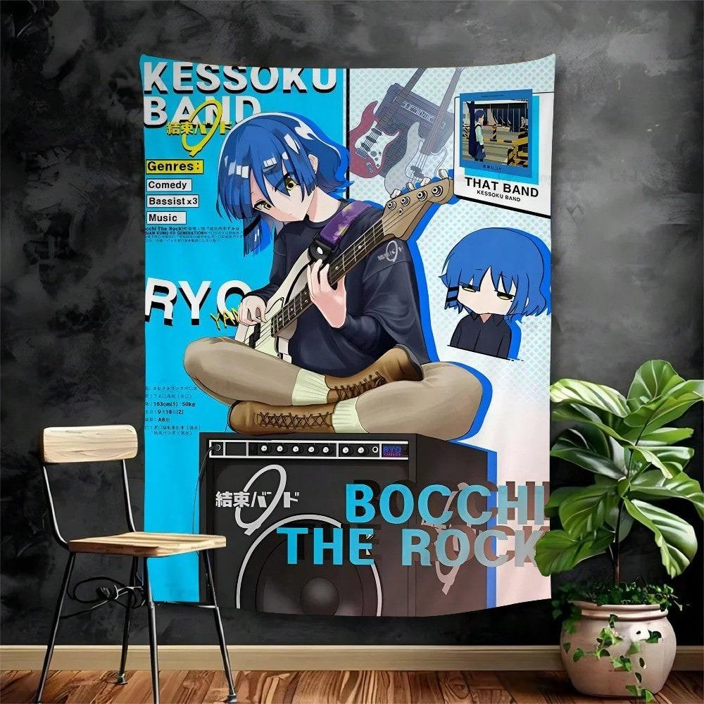 Bocchi Rock Gotoh Girl Maid Tapestry Anime Kessoku Band Print Wall Hanging For Teen Bedroom Dorm Decor