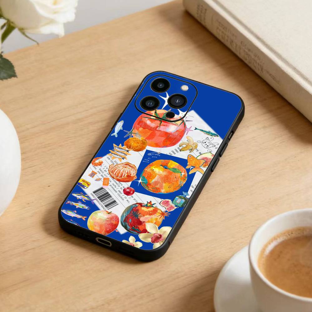 Collage  Phone Case For iPhone 16,15,14,13,12,17,Pro Max,Plus Silicone Black Case