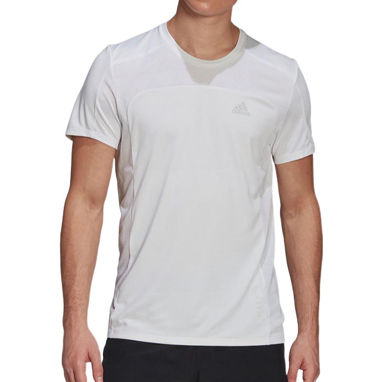 adidas T Shirts Men's White Crew Neck Moderate Straight Fit GK4302