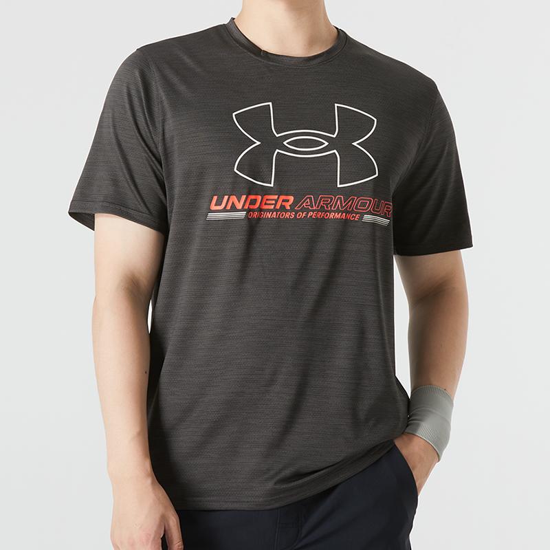 Under Armour Letter Logo Training Sports T-Shirt Men Tops Black 1370367-001