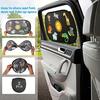 2-piece Cartoon Animal Car Sunshade, 20x12 Inches, Black PVC, UV Resistant, Self-adhesive, Equipped with 8 Suction Cups