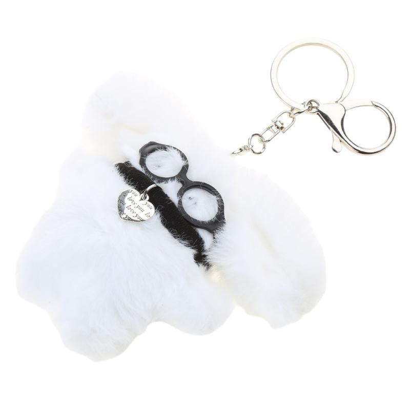 Lovely Fluff Stuffed Keychain Handmade Plush Dog Keyring Soft Cartoon Animal Backpack Pendant Versatile Bag  Accessory