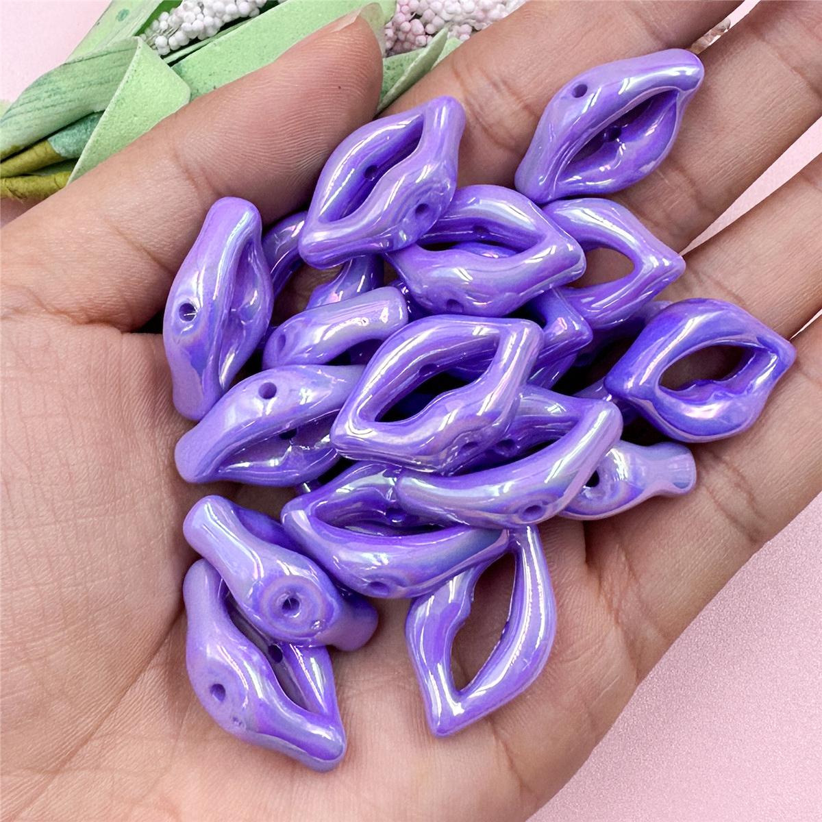 

15,4 * 25,3 мм 20 шт./упак. Вертикальные отверстия Аксессуары Цветной принт для губ Перфорированные акриловые бусины Браслет DIY Аксессуары Аксессуары фиолетовый