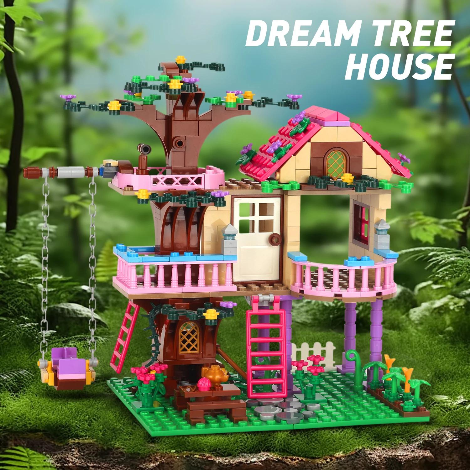 

Non-Toxic Creative Fantasy Tree House Moc Building Blocks Set With Assembly Bricks Gift For Kids Children S Birthday Christmas Gifts with box
