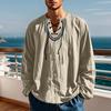 Camicia Casual da Uomo con Lacci Scollo a V Vestibilità Ampia Maniche Lunghe Camicia Vintage Etnica Boho Primavera Autunno Cotone Traspirante Felpa Top da Uomo