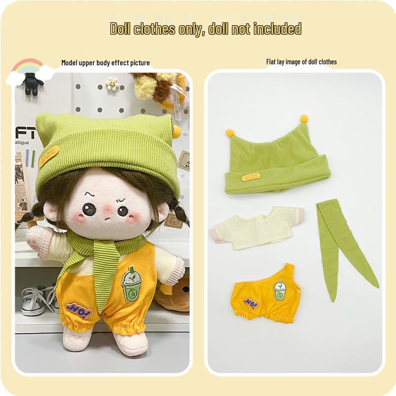 20cm Cotton Doll Dress-Up Set: Cute Figure Skirt & Overalls