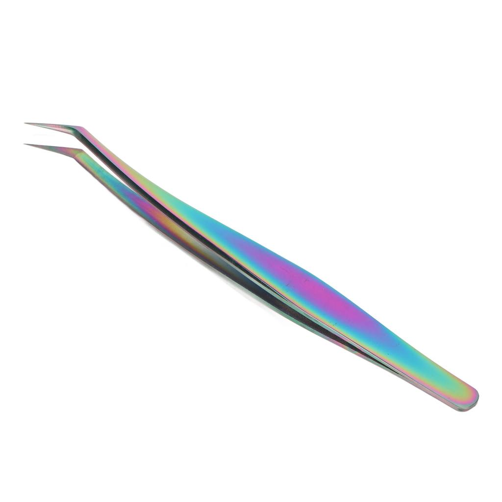 False Eyelash Extension Tweezer Stainless Steel Professional Oblique Precise Lash Tweezer Colorful Short Oblique