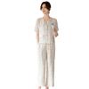 Women's Chinese Style Summer Two-Piece Set: Stylish Short Sleeve Top and Pants for Middle-Aged and Elderly