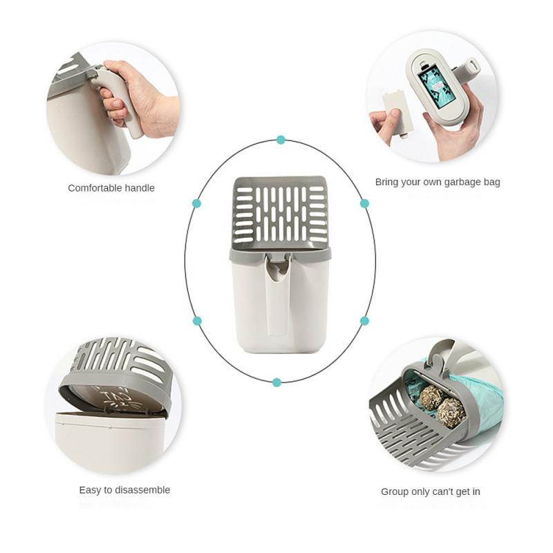 Widen Katzenstreuschaufel Selbstreinigende Schaufel mit Nachfüllbeuteln Große Katzentoilette Müllsammler Abfalleimersystem Heimtierbedarf