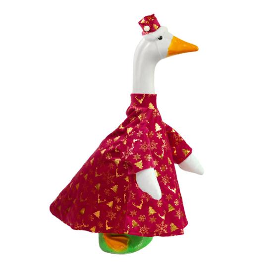 Porch Goose Outfits Gold Stamping Skull Christmas Tree Pattern Goose Clothes for 23" Cement Goose Holiday Goose Costume for Garden Yard Decor