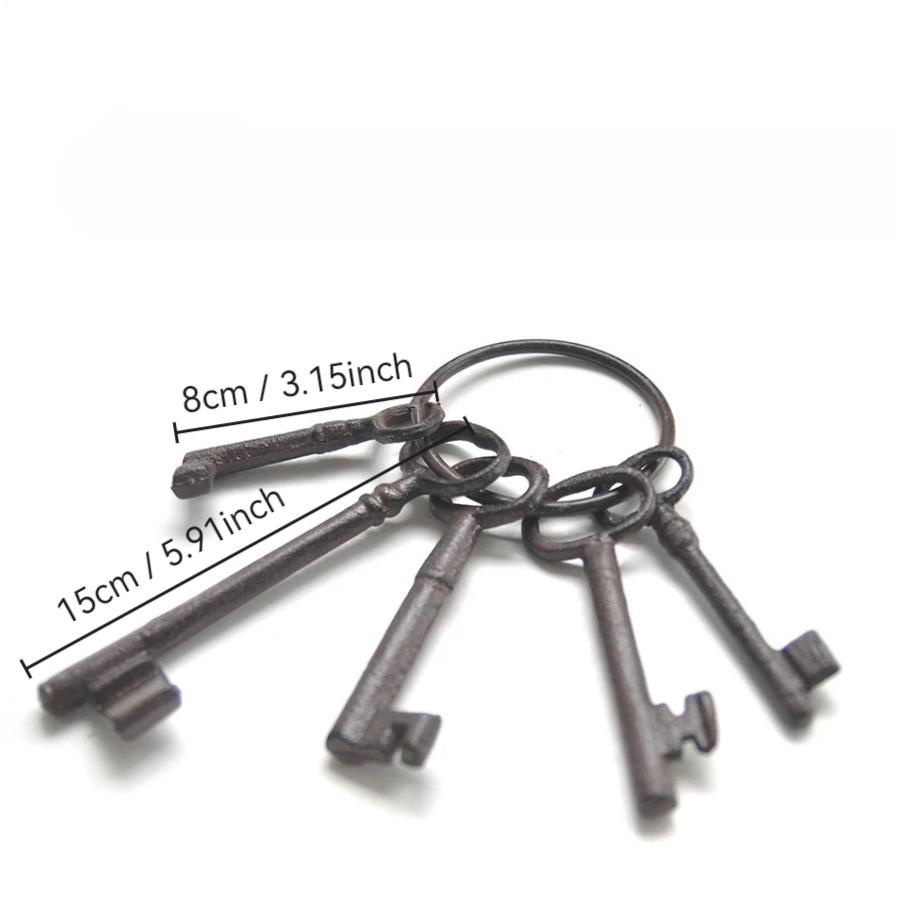 Cerradura Vintage Hierro Fundido Llave Metal Resistente Llaves Colgantes Decoración de Pared Retro Accesorios Bar de Pueblo Decoración de Patio