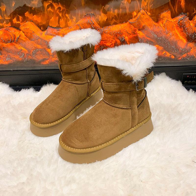 Northeast Thick-soled Snow Boots Women's 2025 Winter New Velvet Thickened Warm Boots Fur Integrated Snow Cotton Shoes