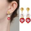 Winter Holiday Pearls Snowman Earrings Elegant Duals Color Fashion Jewelry For Party Costume Accessories
