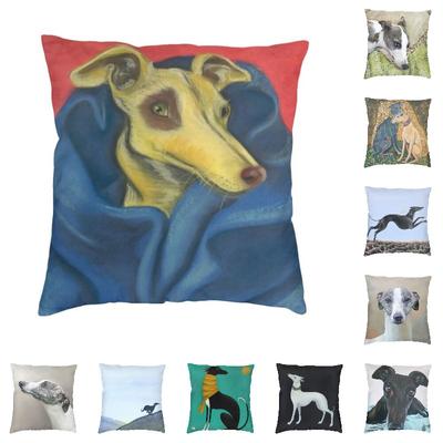 Poszewki na poduszki z chartem włoskim 45x45cm Aksamitny Whippet Sighthound Pies Poszewka na poduszkę do rzucania na sofę Kwadratowa poszewka Dekoracja domu