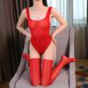 Sexy Lingerie For Woman Oil Shiny Bodysuit Deep U Dead Reservoir Water Swimwear High Fork Smooth High Elastic Swimsuit Tights