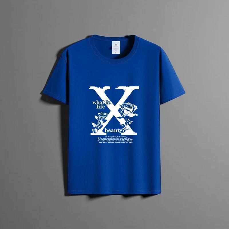 Sommer neues Unisex vielseitiges reines Baumwoll-T-Shirt modisches lässiges Rundhals-Oberteil atmungsaktive lockere Passform Print Kurzarmhemd