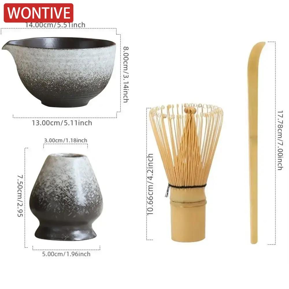 1/4/5PCS New Bamboo Ceramic Japanese Matcha Tea Set Reusable Food Grade Matcha Stirring Brush Safe Green Tea Whisk