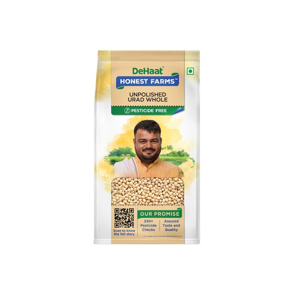 DeHaat Honest Farms Pestizidfrei Ungepolierter Urad Ganz 500 g
